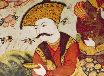 Shah Abbas I and a Courtier Offering Fruit and Drink (detail)